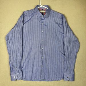 Luchiano Visconti Shirt Mens XXL Blue Striped‎ Casual Button Up Preppy Adult
